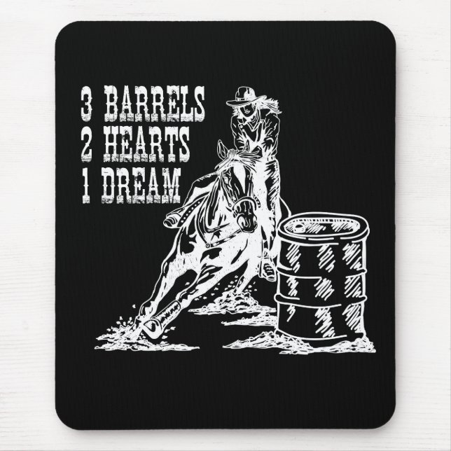 3 Barrels 2 Hearts 1 Dream Barrel Racing Mouse Mat (Front)