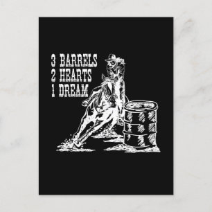 3 Barrels 2 Hearts 1 Dream Barrel Racing Postcard