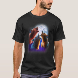 3 Bears Howling At The Moon Funny Mountain Bear An T-Shirt