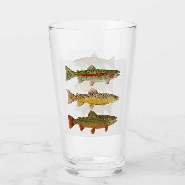 3 Beauties- Trout on a beer glass (Front)