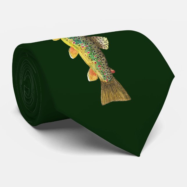 3 Big Beautiful Trout Fly Fishing Fishermen Tie (Rolled)