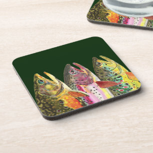 3 Big Trout - Brook, Brown, Rainbow Coaster