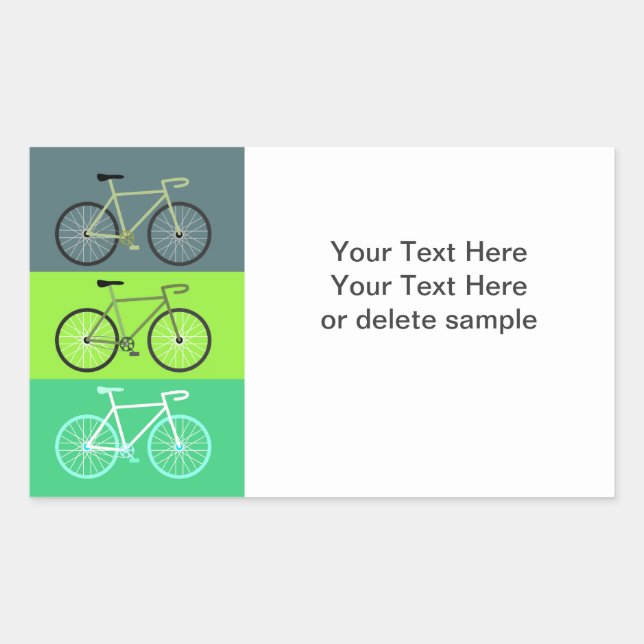 3 Bikes Green Rectangular Sticker (Front)