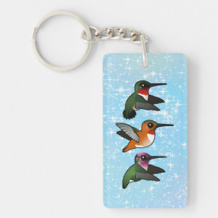 3 Birdorable Hummingbirds in Flight Key Ring