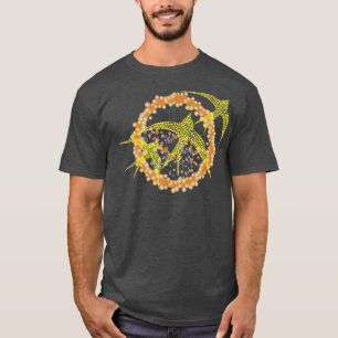 3 Birds Flying, Birding Sun Art with Orange Dots a T-Shirt