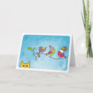 3 Birds on a Branch Holiday Card