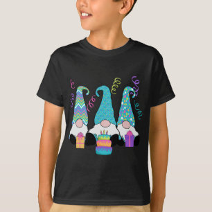 3 Birthday Gnomes Birthday Cake, Presents, Confett T-Shirt