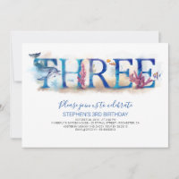 3 Birthday Invitation Under the Sea Dolphin
