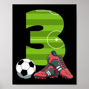 3 Birthday Soccer First Birthday Footll Kids Poster