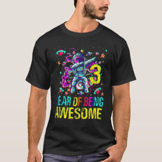 3 Birthday Year Of Being Awesome Astronaut 1 T-Shirt