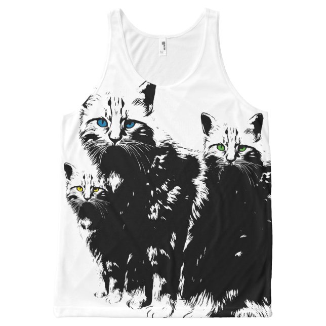 3 Black Cats All-Over Print Tank Top (Front)