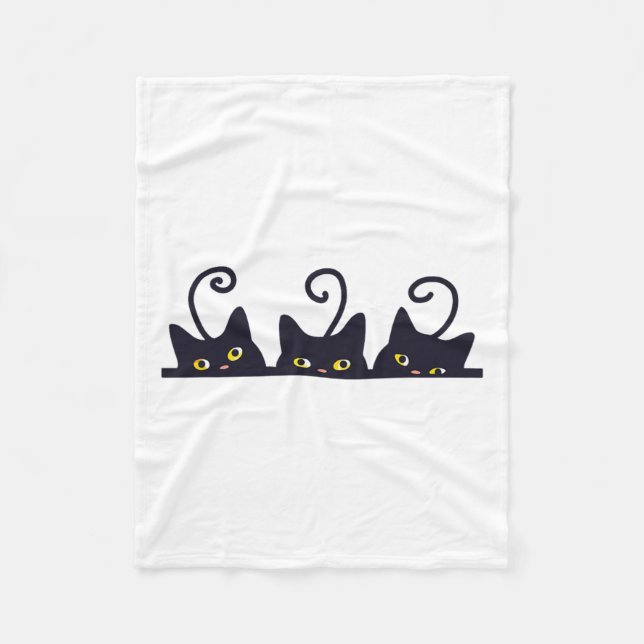 3 Black Cats Funny Cat Lovers Design Women Men Gir Fleece Blanket (Front)