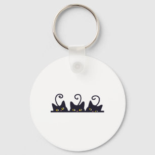 3 Black Cats Funny Cat Lovers Design Women Men Gir Key Ring