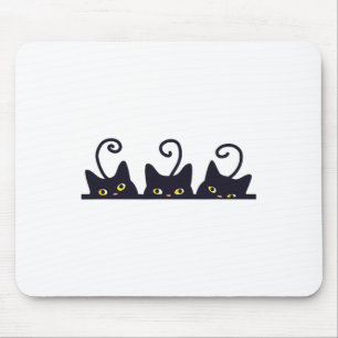 3 Black Cats Funny Cat Lovers Design Women Men Gir Mouse Mat