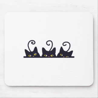 3 Black Cats Funny Cat Lovers Design Women Men Gir Mouse Mat