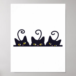 3 Black Cats Funny Cat Lovers Design Women Men Gir Poster