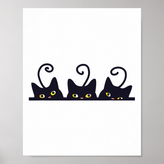 3 Black Cats Funny Cat Lovers Design Women Men Gir Poster (Front)