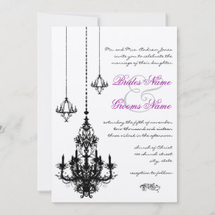 3 Black Chandeliers Wedding Invitations
