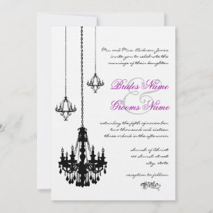 3 Black Chandeliers Wedding Invitations
