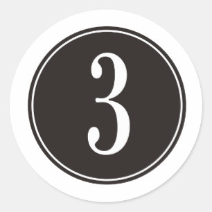 #3 Black Circle Classic Round Sticker