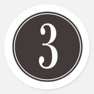 #3 Black Circle Classic Round Sticker