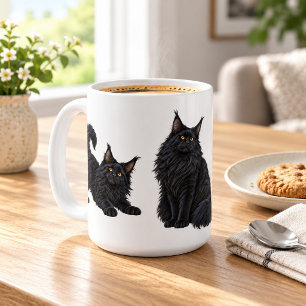 3 Black Maine Coon Cats Jumbo Coffee Mug