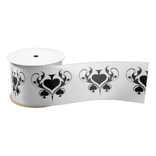 3 Black Spades Tribal Thunder_Cove  Satin Ribbon