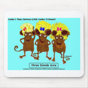 3 Blonde Mice Funny Tees Mugs Cards & Gifts Mouse Mat