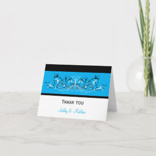 #3 Blue Black White Swirls Thank You Card