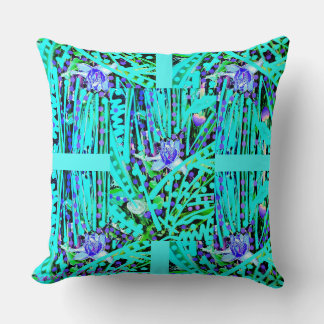 3 Blue Heart Moons & Wonder Rose Quadrate Cushion