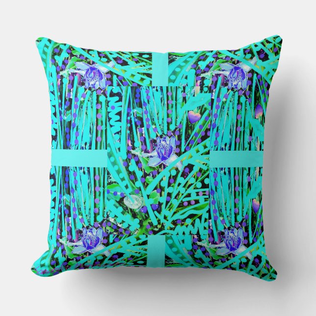 3 Blue Heart Moons & Wonder Rose Quadrate Cushion (Front)