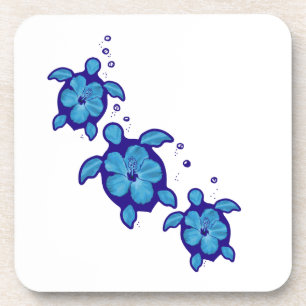 3 Blue Honu Turtles Coaster
