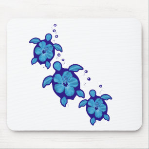 3 Blue Honu Turtles Mouse Mat