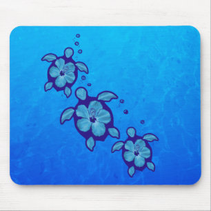 3 Blue Honu Turtles Mouse Mat