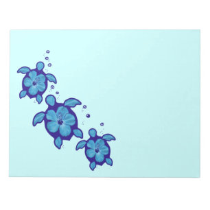 3 Blue Honu Turtles Notepad