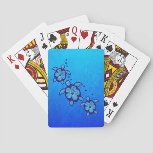 3 Blue Honu Turtles Playing Cards
