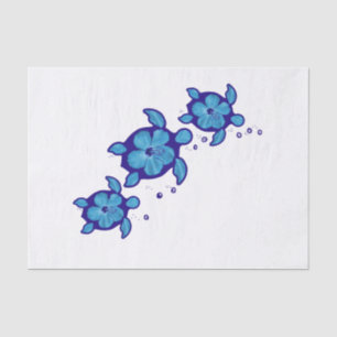 3 Blue Honu Turtles Tissue Paper