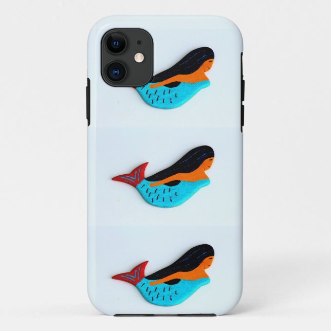 3 blue mermaids phone case (Back)