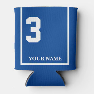 3- Blue with White Saddle Blanket Style Custom Can Cooler