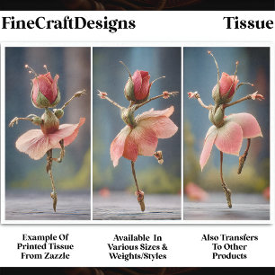 3 Blush Pink Rose Fairy Ballerinas DJ8L Decoupage Tissue Paper