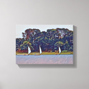 3 Boat Cotuit Skiff Race Canvas Print