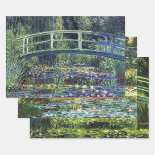 3 Bridge Over the Waterlily Pond by Claude Monet Wrapping Paper Sheet