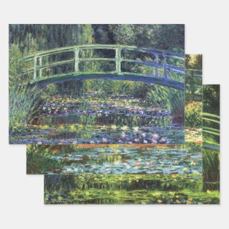 3 Bridge Over the Waterlily Pond by Claude Monet Wrapping Paper Sheet
