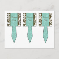 3 Brown/Blue Floral Damask Wedding Cup Cake Picks