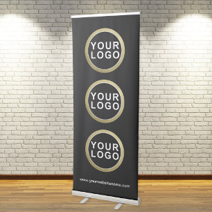3 Business Logos/Designs Modern Black Retractable Banner