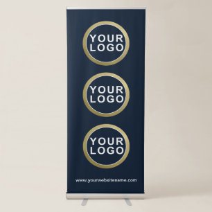 3 Business Logos/Designs Modern Blue Retractable Banner