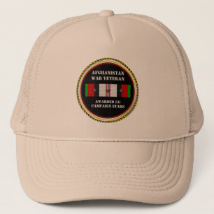 3 CAMPAIGN STARS AFGHANISTAN WAR VETERAN TRUCKER HAT