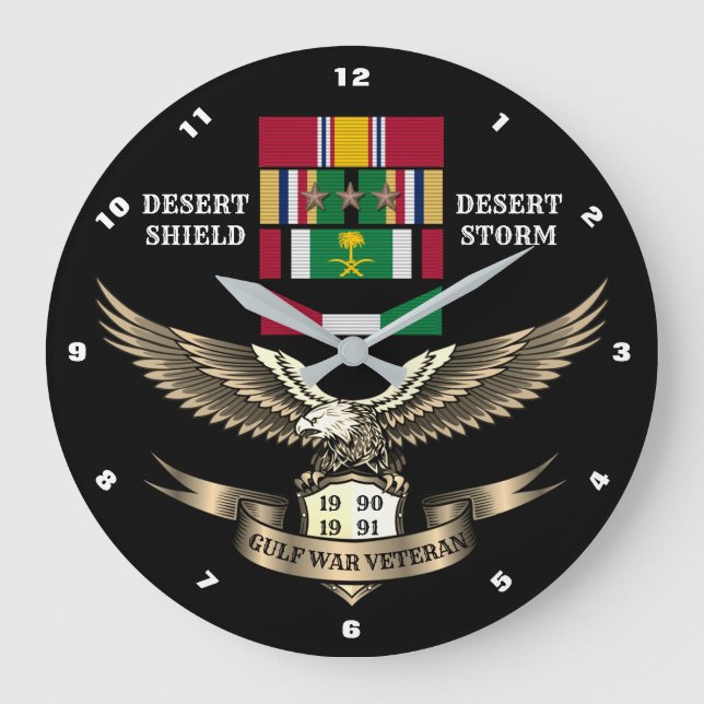3 CAMPAIGN STARS GULF WAR VETERANS LARGE CLOCK (Front)