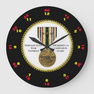 3 CAMPAIGN STARS PERSIAN GULF WAR VETERAN LARGE CLOCK