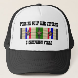 3 CAMPAIGN STARS / PERSIAN GULF WAR VETERAN TRUCKER HAT